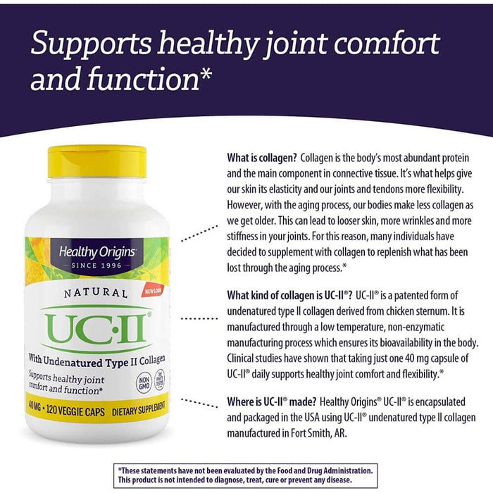 Healthy Origins UC II, Undenatured Type II Collagen 40mg 120 Veggie Capsules | Premium Supplements at MYSUPPLEMENTSHOP