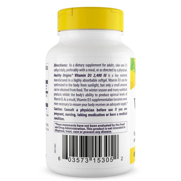 Healthy Origins Vitamin D3 2400iu 120 Softgels | Premium Supplements at MYSUPPLEMENTSHOP