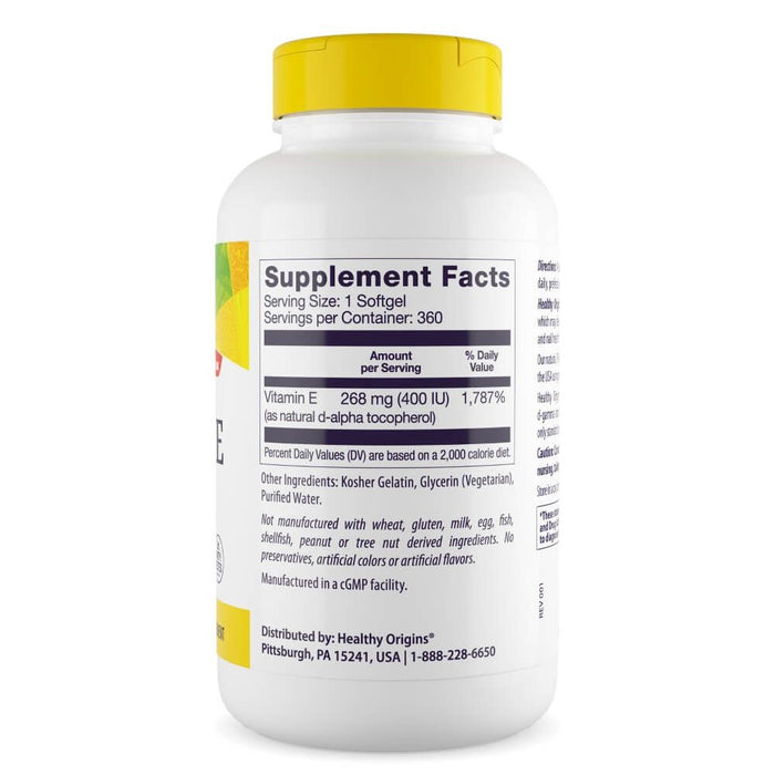 Healthy Origins Vitamin E 400iu 360 Softgels | Premium Supplements at MYSUPPLEMENTSHOP