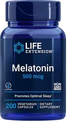 Life Extension Melatonin, 500mcg 200 vcaps - Sports Supplements at MySupplementShop by Life Extension