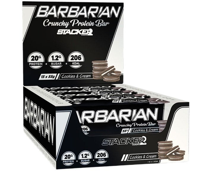 Stacker2 Europe Barbarian Cookies & Cream 15 x 55g at the cheapest price at MYSUPPLEMENTSHOP.co.uk