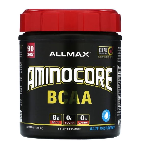 AllMax Nutrition Aminocore BCAA Blue Raspberry 945g at the cheapest price at MYSUPPLEMENTSHOP.co.uk