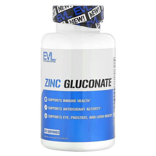 EVLution Nutrition Zinc Gluconate - 60 tablets - Vitamins, Minerals & Supplements at MySupplementShop by EVLution Nutrition