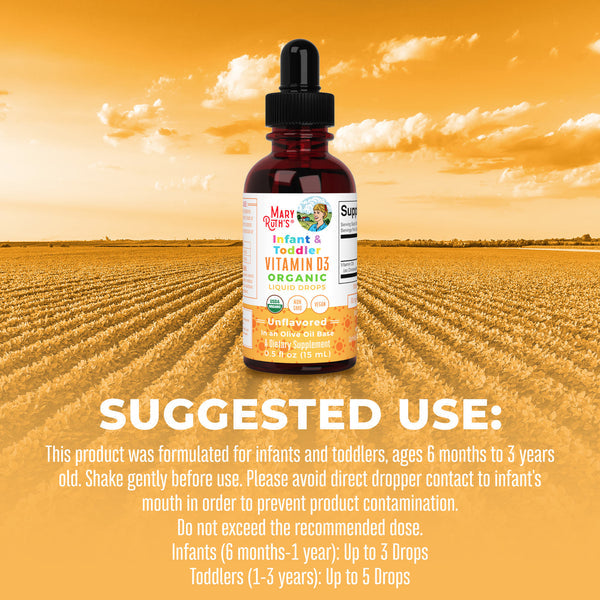 MaryRuth Organics Organic Infant & Toddler Vitamin D3 Liquid Drops - 15 ml.