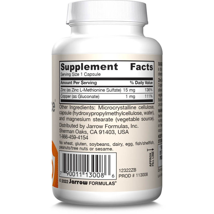 Jarrow Formulas Zinc Balance 100 Veggie Capsules | Premium Supplements at MYSUPPLEMENTSHOP