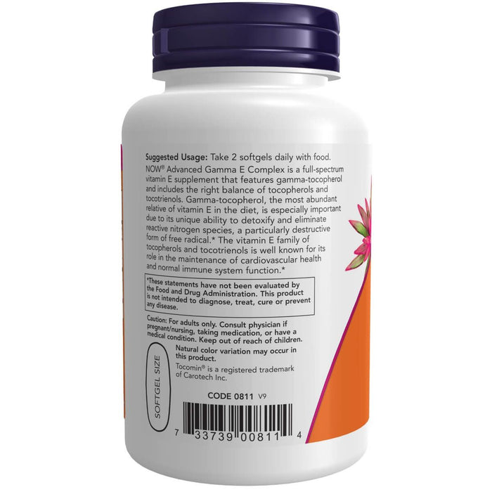 NOW Foods Advanced Gamma E Complex 120 Softgels | Premium Supplements at MYSUPPLEMENTSHOP