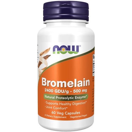 NOW Foods Bromelain 2,400 GDU/g - 500 mg 60 Veg Capsules | Premium Supplements at MYSUPPLEMENTSHOP