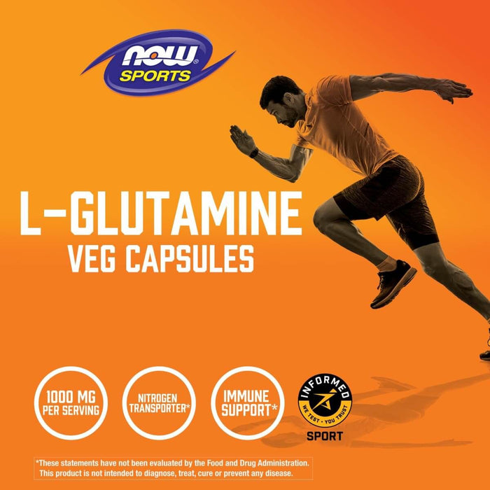 NOW Foods L-Glutamine 1,000 mg 120 Veg Capsules | Premium Supplements at MYSUPPLEMENTSHOP