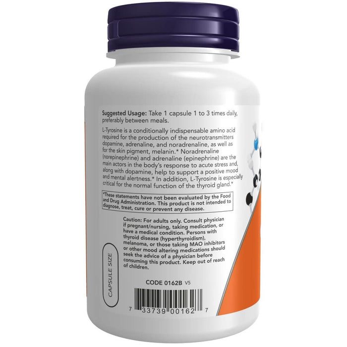 NOW Foods L-Tyrosine 500 mg 120 Capsules | Premium Supplements at MYSUPPLEMENTSHOP