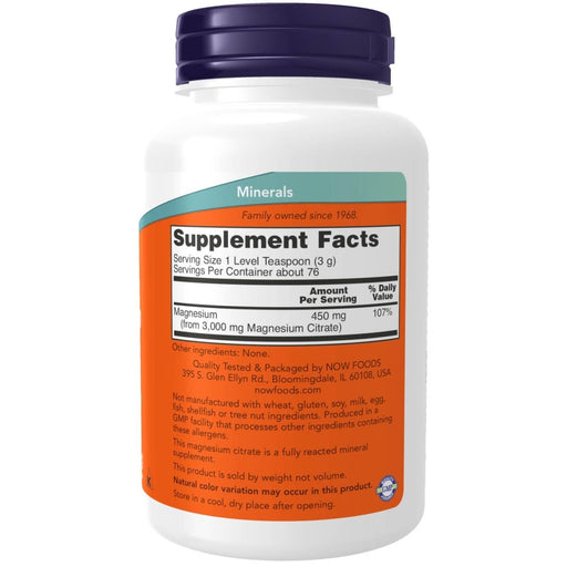 NOW Foods Magnesium Citrate Pure Powder 8oz (227g) - Vitamins & Minerals at MySupplementShop by Now Foods