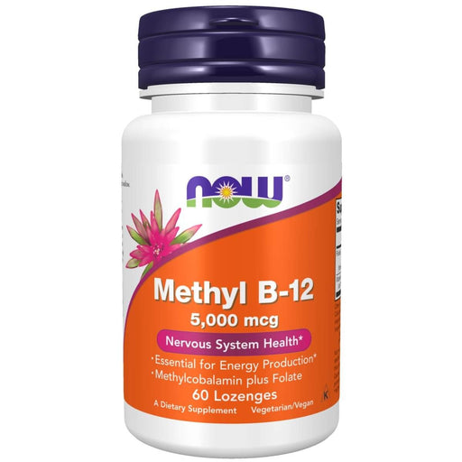 NOW Foods Methyl B-12 (Methylcobalamin) 5,000 mcg 60 Lozenges | Premium Supplements at MYSUPPLEMENTSHOP