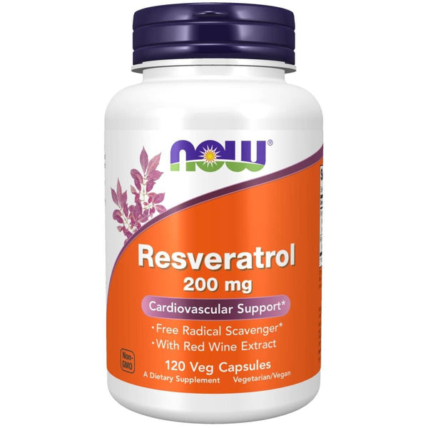 NOW Foods Natural Resveratrol 200 mg 120 Veg Capsules | Premium Supplements at MYSUPPLEMENTSHOP