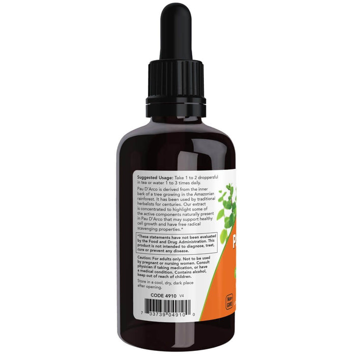 NOW Foods Pau D'Arco Extract Liquid 2oz (59ml) | Premium Supplements at MYSUPPLEMENTSHOP