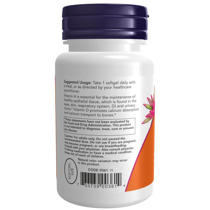 NOW Foods Vitamin A &amp; D3 25,000/1,000 IU 100 Softgels | Premium Supplements at MYSUPPLEMENTSHOP