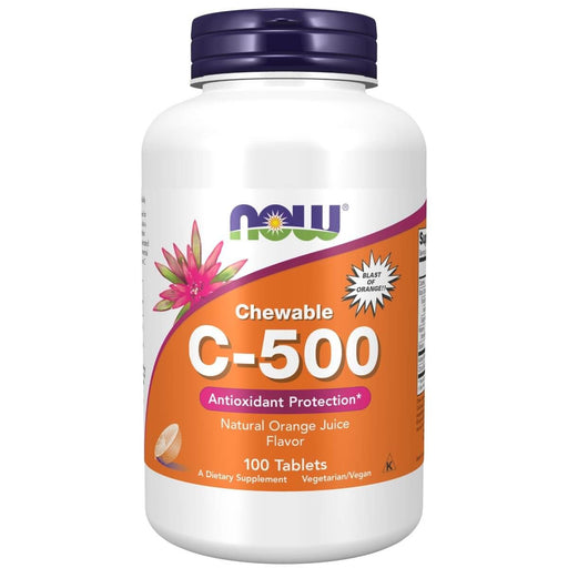 NOW Foods Vitamin C-500 100 Chewable Orange Tablets | Premium Supplements at MYSUPPLEMENTSHOP
