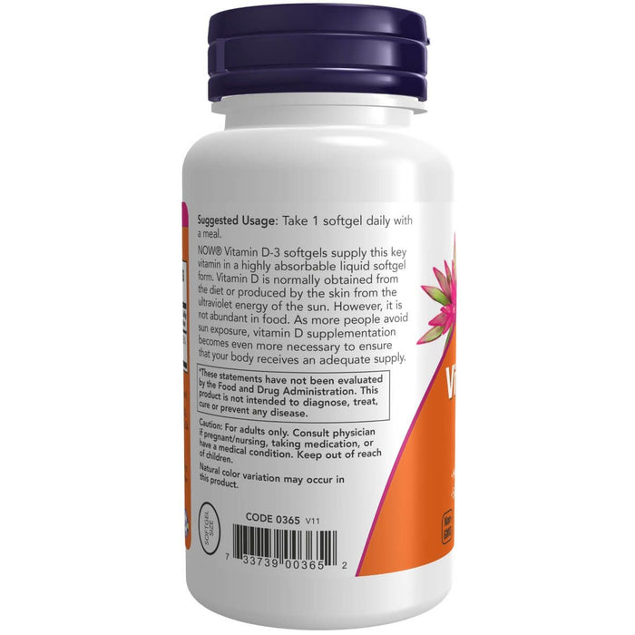 NOW Foods Vitamin D-3 1,000 IU 180 Softgels | Premium Supplements at MYSUPPLEMENTSHOP