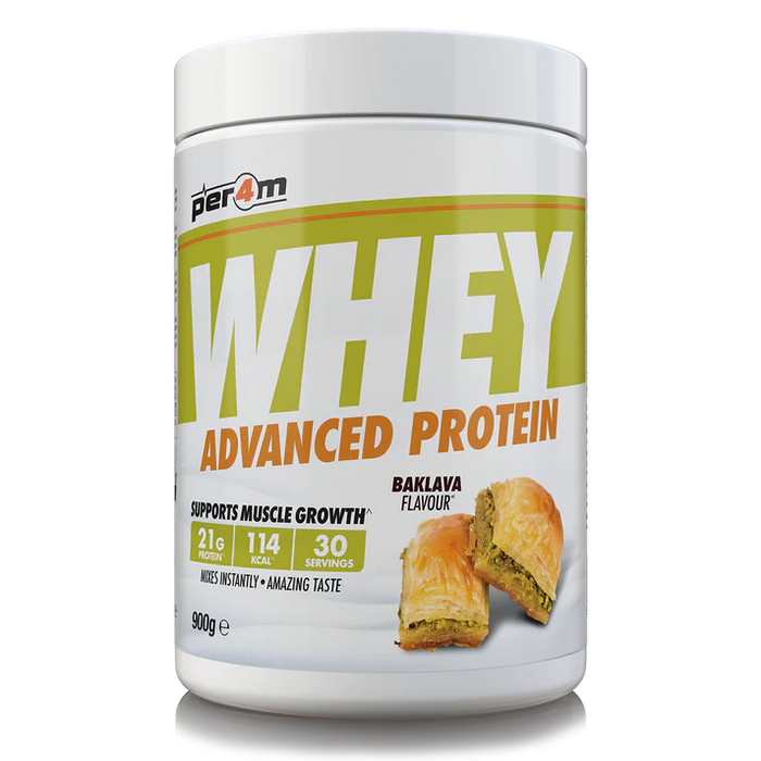 PER4M Whey Protein Powder 900g - 30 Servings | 21g Protein per Serving, Zero Sugar, Gluten-Free