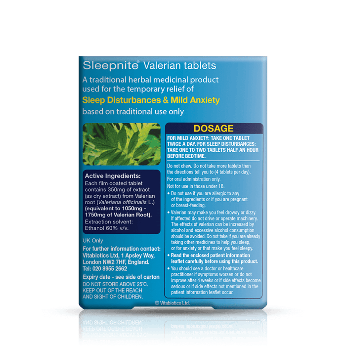 Vitabiotics Sleepnite Valerian Root Extract 400mg 30 Tablets