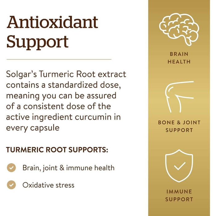 Solgar Turmeric Root Extract Vegetable Capsules Pack of 60 at MySupplementShop.co.uk