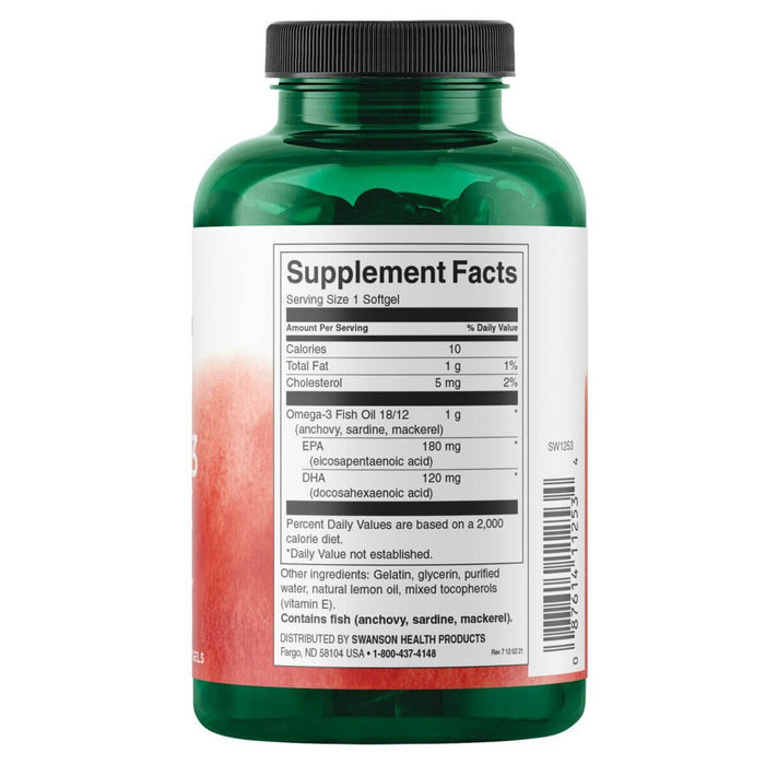 Swanson Omega-3 Fish Oil Lemon Flavor 150 Softgels | Premium Supplements at MYSUPPLEMENTSHOP