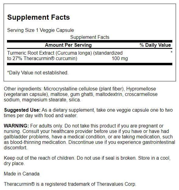 Swanson Theracurmin 100 mg 30 Veg Capsules at MySupplementShop.co.uk