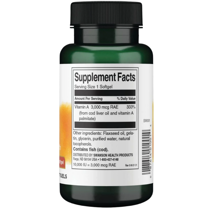 Swanson Vitamin A 10,000iu (3,000mcg) 250 Softgels