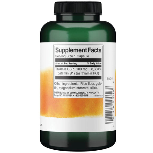 Swanson Vitamin B1 100 Mg 250 Capsules at MySupplementShop.co.uk