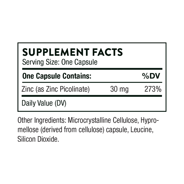 Thorne Research Zinc Picolinate 30 mg 60 Capsules | Premium Supplements at MYSUPPLEMENTSHOP