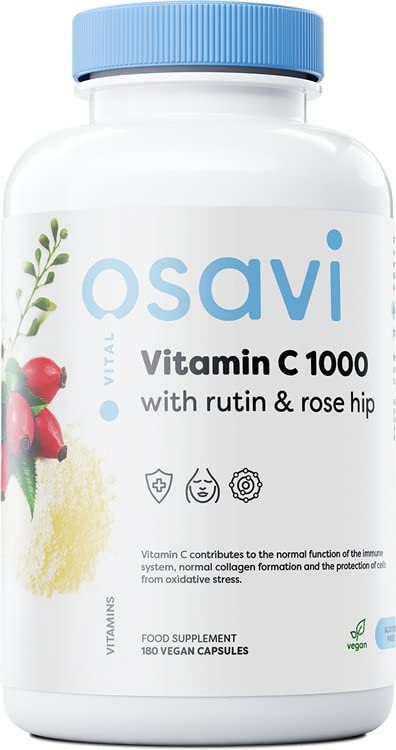 Osavi Vitamin C1000 with Rutin &amp; Rose Hip - 180 vegan caps - Vitamin C at MySupplementShop by Osavi