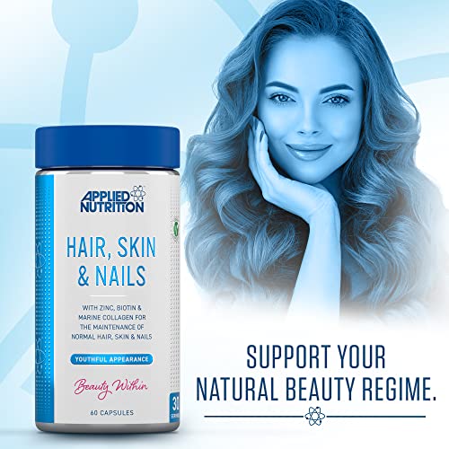 Applied Nutrition Hair, Skin & Nails 60Caps Unflavoured | High-Quality Hair and Nails | MySupplementShop.co.uk