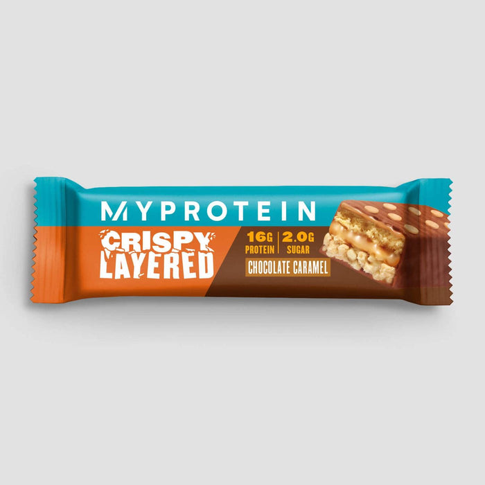 MyProtein Crispy Layered Protein Bar 12x58g Chocolate Caramel - Sports Supplements at MySupplementShop by MyProtein