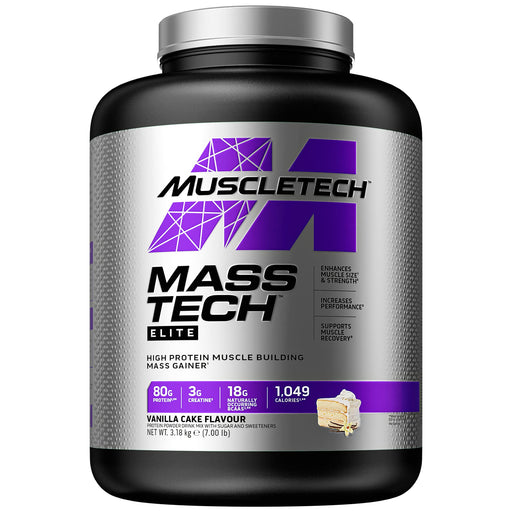 MuscleTech Mass-Tech Elite, Vanilla Cake - 3180 grams | High-Quality Weight Gainers & Carbs | MySupplementShop.co.uk