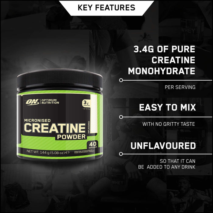 Optimum Nutrition Creatine Powder - 144 grams | High-Quality Creatine Supplements | MySupplementShop.co.uk