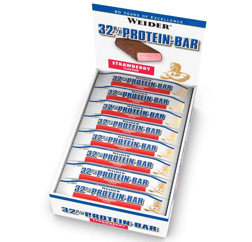 Weider 32% Protein Bar, Strawberry - 24 bars | High-Quality Protein Bars | MySupplementShop.co.uk