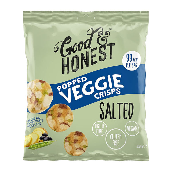 Good & Honest Popped Veggie Pea Crisps 24x23g Salted | High-Quality Multipack | MySupplementShop.co.uk