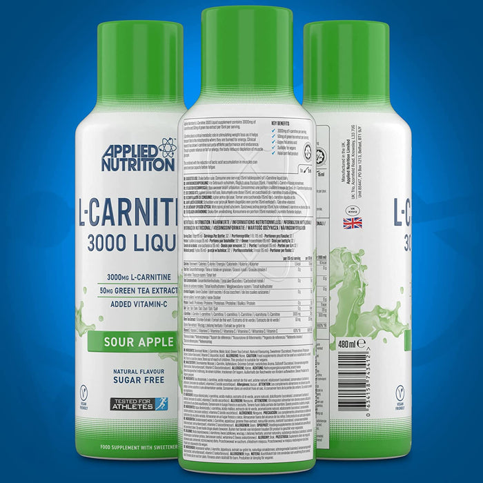 Applied Nutrition L-Carnitine 3000 480ml | High-Quality Slimming and Weight Management | MySupplementShop.co.uk