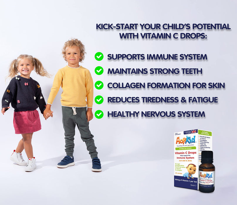 ActiKid Vitamin C Drops, Unflavoured - 15 ml. | High-Quality Vitamin C | MySupplementShop.co.uk