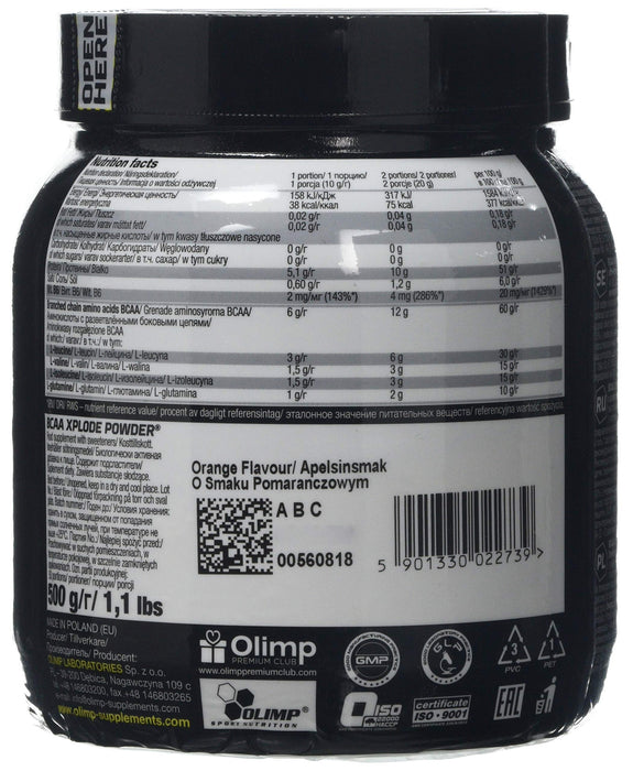 Olimp Nutrition BCAA Xplode, Orange - 500 grams - Amino Acids and BCAAs at MySupplementShop by Olimp Nutrition