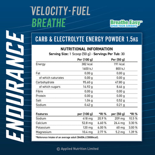 Applied Nutrition Endurance Carb & Electrolyte Energy (Breathe) 1.5kg Orange Burst | High-Quality Sports & Nutrition | MySupplementShop.co.uk