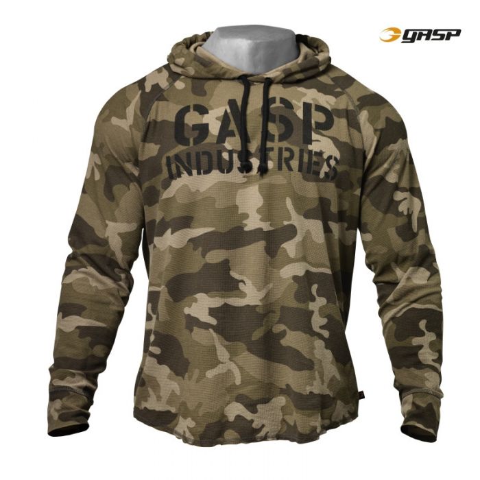 GASP Thermal LS Hoodie - Green Camo - Medium - Thermal LS Hoodie at MySupplementShop by Gasp