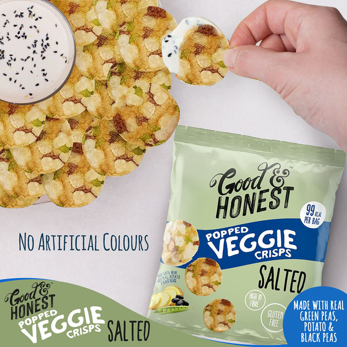 Good & Honest Popped Veggie Pea Crisps 24x23g Salted - Multipack at MySupplementShop by Good & Honest