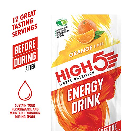 HIGH5 Energy Hydration Drink Refreshing Mix of Carbohydrates and Electrolytes (Orange 12 x 47g) - Sports Nutrition at MySupplementShop by HIGH