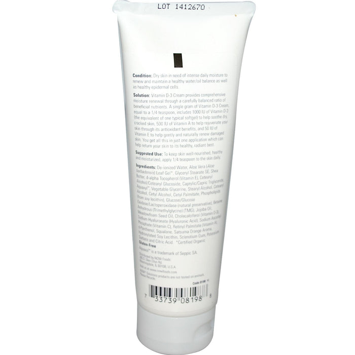 NOW Foods Vitamin D-3 Cream - 118 ml. - Vitamins & Minerals at MySupplementShop by NOW Foods