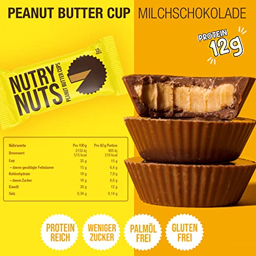 Nutry Nuts Peanut Butter Cups 12x42g Original Milk Chocolate - Sports Nutrition at MySupplementShop by Nutry Nuts