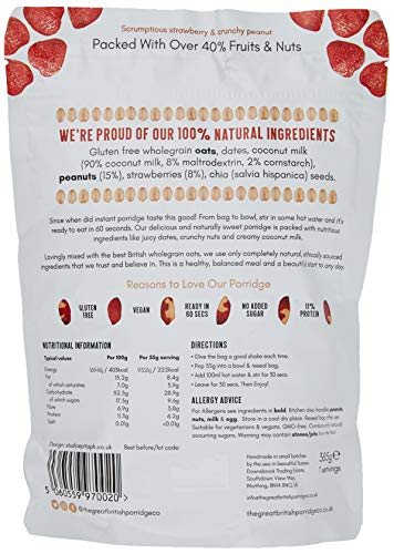 The Great British Porridge Co Porridge 385g Strawberry & Peanut Butter - Sports Nutrition at MySupplementShop by The Great British Porridge Co