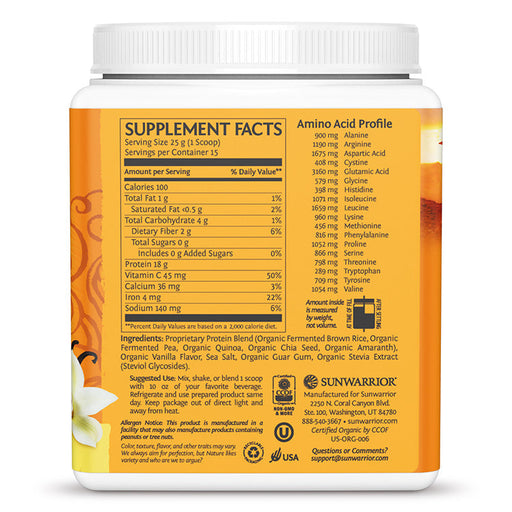 Sunwarrior Classic Protein Vanilla 375g - Health Foods at MySupplementShop by Sunwarrior