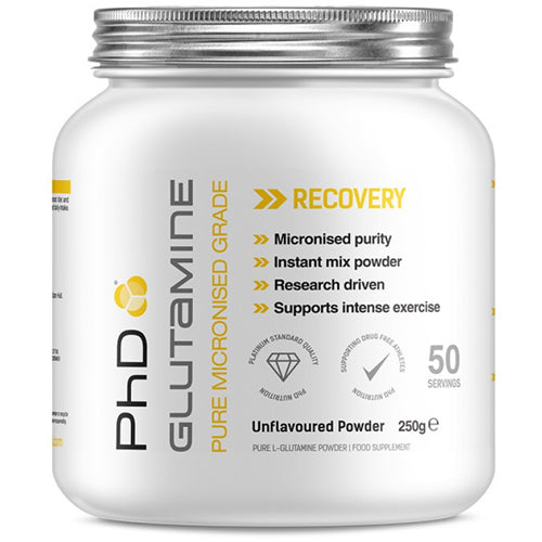 PhD L-Glutamine, Powder - 250 grams | High-Quality L-Glutamine, Glutamine | MySupplementShop.co.uk