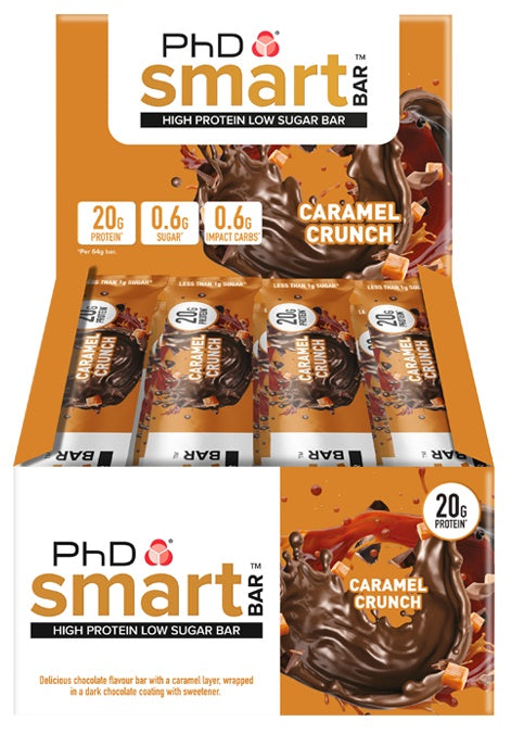 PhD Smart Bar, Caramel Crunch - 12 bars | High-Quality Protein Bars | MySupplementShop.co.uk