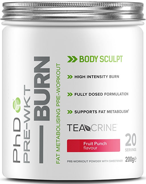 PhD Pre Workout Burn, Fruit Punch - 200 grams | High-Quality Pre & Post Workout | MySupplementShop.co.uk