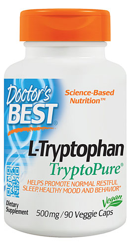 Doctor's Best L-Tryptophan with TryptoPure, 500mg - 90 vcaps | High-Quality Health and Wellbeing | MySupplementShop.co.uk